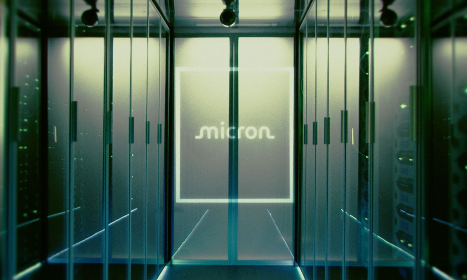 Server hallway with micron letter 